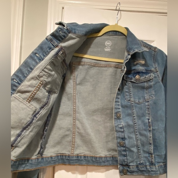 Wonder Nation Girls Size XXL 18 Med Wash Cotton Stretch Distressed Denim Jacket - Picture 2 of 11